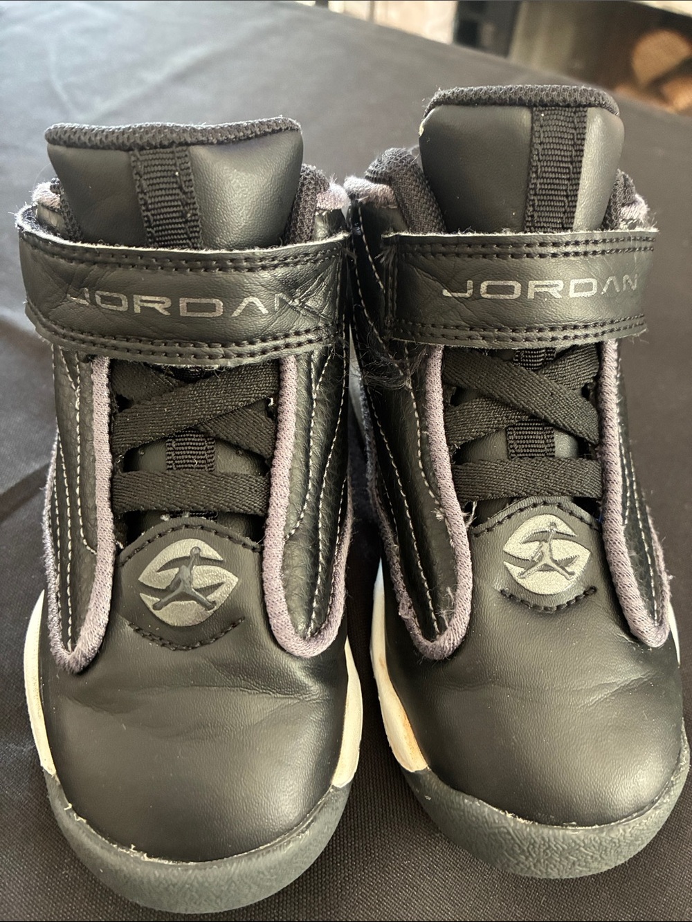 Jordan Kids Black and Gray High-Top Sneakers